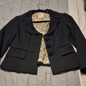 Nanette Lepore Black Blazer with Ruffle Collar